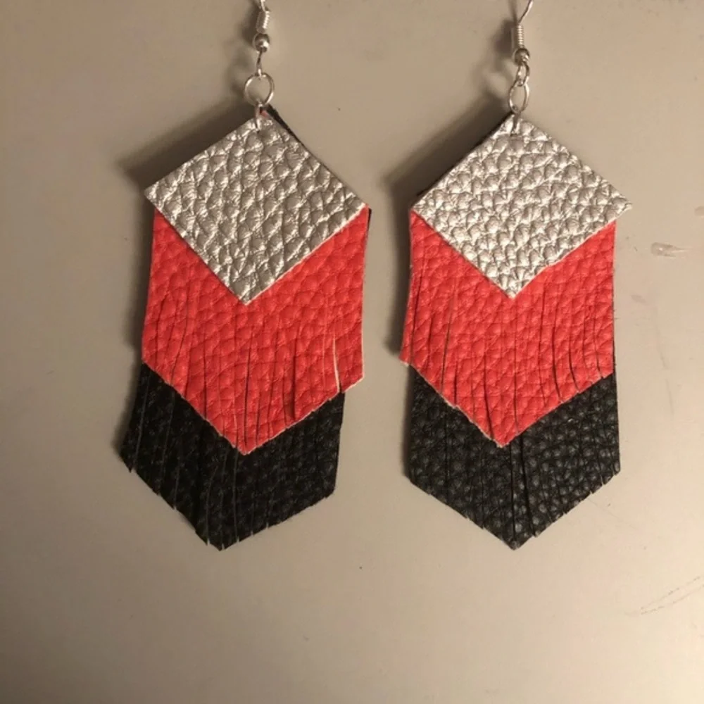 Faux Leather Earrings​ - Picture 3 of 4